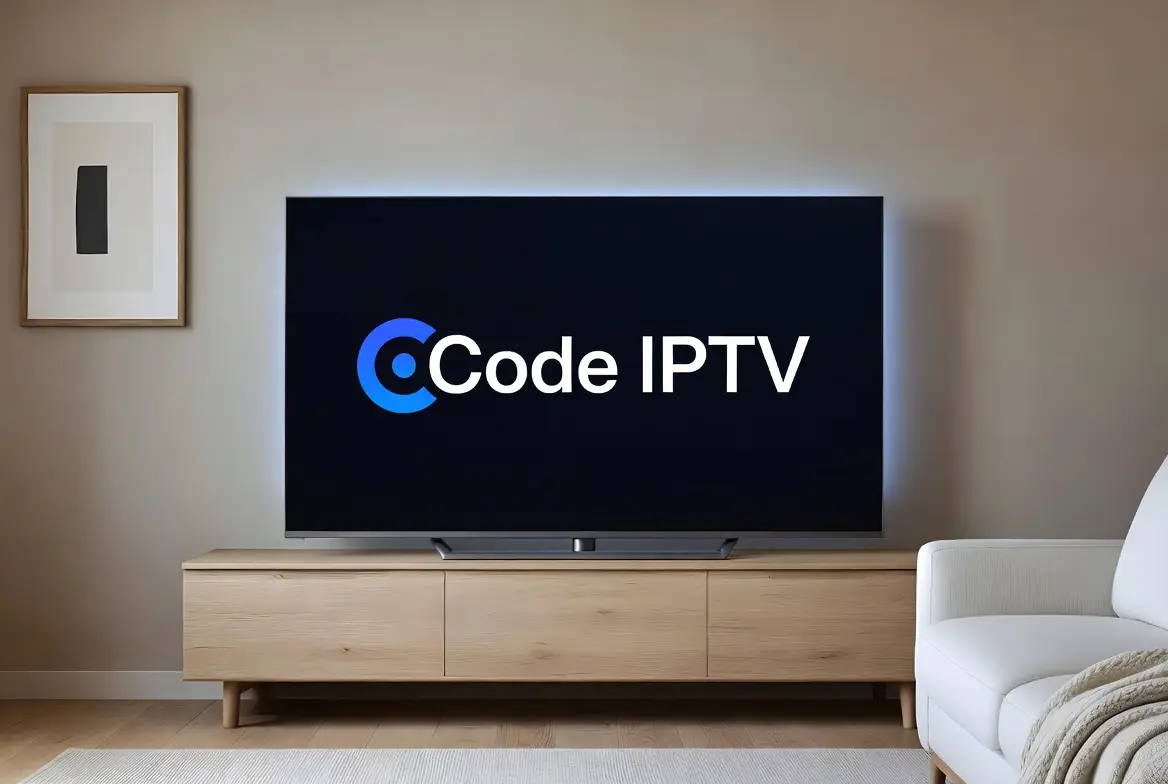Écran de télévision affichant l'interface de connexion avec un code IPTV